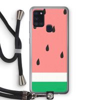 Watermeloen: Samsung Galaxy A21s Transparant Hoesje met koord