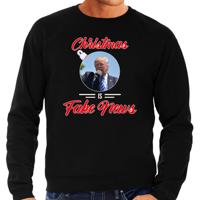 Trump Christmas is fake news - foute Kerst sweater / kersttrui - zwart - voor heren