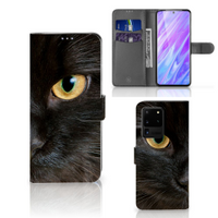 Samsung Galaxy S20 Ultra Telefoonhoesje met Pasjes Zwarte Kat - thumbnail