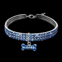 2 stuks bling Rhinestone hond kraag Crystal puppy Chihuahua huisdier hond kragen leiband voor kleine honden mascotas accessoires S (blauw)