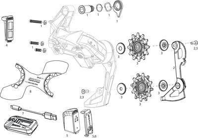 Sram achterderailleur "force xplr etap axs" rear derail. force xplr etap axs 12sp