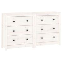 The Living Store Dressoir - Massief Grenenhout - 140 x 35 x 80 cm - Wit