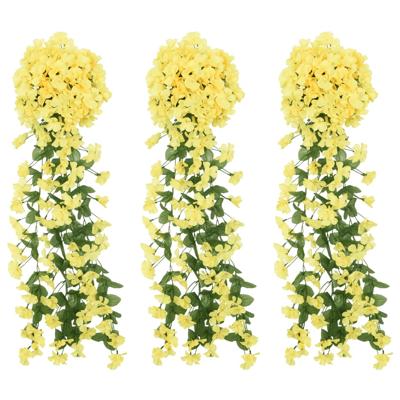 VidaXL Kerstslingers met bloemen 3 st 85 cm geel