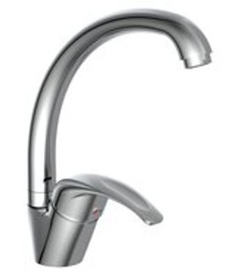 DIZIANI ééngreepsmengkraan keuken met ronde uitloop, chroom kraan met ronde uitloop en draaibereik 360° keramische schijven geluidsarme, verwisselbare 40 mm cartouche flexibele metalen aanslui
