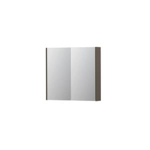 INK SPK2 Spiegelkast - 80x14x74cm - 2 deuren - dubbelzijdige Spiegel - schakelaar en stopcontact - MDF lak taupe mat 1105204