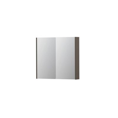 INK SPK2 Spiegelkast - 80x14x74cm - 2 deuren - dubbelzijdige Spiegel - schakelaar en stopcontact - MDF lak taupe mat 1105204