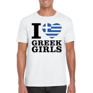 I love Greek girls t-shirt wit heren 2XL  -