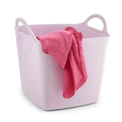 Kuip/emmer/wasmand - flexibel - roze - 27 liter - vierkant - kunststof