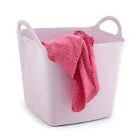 Kuip/emmer/wasmand - flexibel - roze - 27 liter - vierkant - kunststof