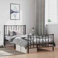 Bedframe met hoofd- en voeteneinde metaal zwart 100x200 cm