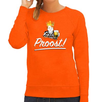Proost sweater oranje voor dames - Koningsdag truien Proost sweater oranje voor dames - Koningsdag truien