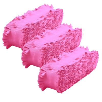 Crepe papier feest slingers/guirlande - 3x - 6 meter - roze - feestversiering - uni kleuren