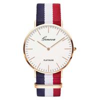 2 PC'S eenvoudige ultradunne grote Dial twee-pins kleur bijpassende nylon canvas riem quartz horloge (geel)