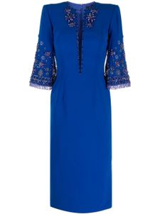 Jenny Packham robe mi-longue à ornements de perles - Bleu