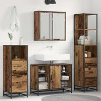 Badkamermeubelset 4 pcs Oud hout 80 x 33 x 60 cm Bewerkt hout