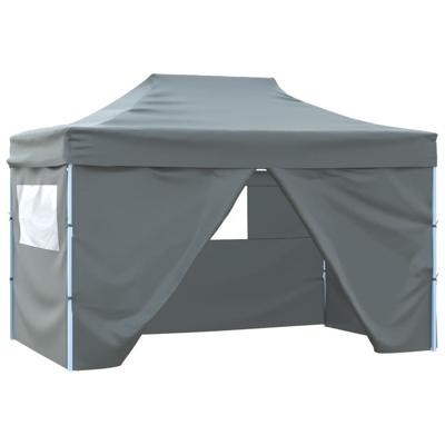 Vouwtent pop-up met 4 zijwanden 3x4,5 m antraciet