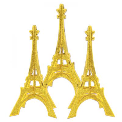Tafeldecoratie Eiffeltoren - 3x - met glitters - 30 cm - landen thema versiering