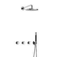 Hotbath Cobber X - Inbouw Regendoucheset - Chroom - 2 Stopkranen - Thermostatisch - Wandarm 40 cm - Hoofddouche 200 mm - Staafhanddouche - Waterbesparend