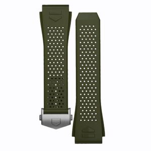 Horlogeband Smartwatch Tag Heuer BT6232 Leder Groen