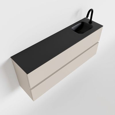 Toiletmeubel Mondiaz Ada | 120 cm | Meubelkleur Linen | Lex wastafel Urban Rechts | 1 kraangat Toiletmeubel Mondiaz Ada | 120 cm | Meubelkleur Linen | Lex wastafel Urban Rechts | 1 kraangat