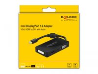 Delock 62073 Mini DisplayPort 1.2 Adapter naar VGA / HDMI / DVI / Audio female 4K Passief zwart - thumbnail