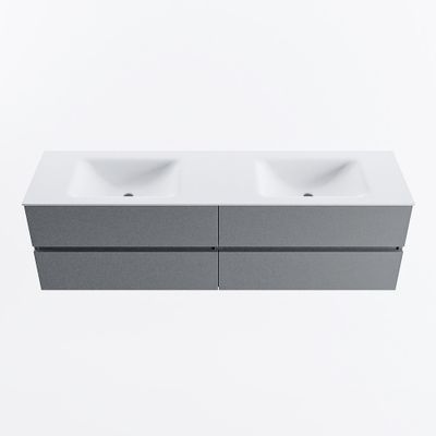 MONDIAZ VICA 170cm badmeubel onderkast Plata 4 lades. Wastafel CLOUD dubbel zonder kraangat, kleur Talc.