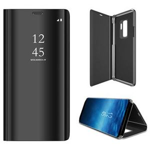 Luxury Series Mirror View Samsung Galaxy S9+ Flip Case - Zwart