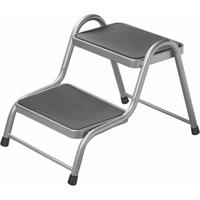 Opstapje - zwart - staal - 2 treden - 38x26 cm - antislip - 150 kg - camping / caravan
