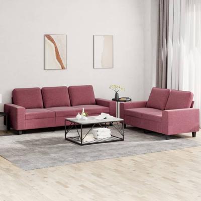 2-delige Loungeset stof wijnrood