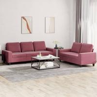 2-delige Loungeset stof wijnrood