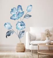 Muursticker - Blauwe bloemen