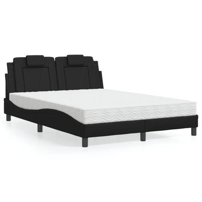 Bed met matras kunstleer zwart 140x190 cm