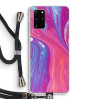 Paarse stroom: Samsung Galaxy S20 Plus Transparant Hoesje met koord