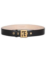 Balmain ceinture en cuir à plaque logo - Noir