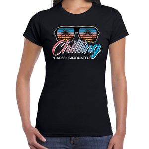 Geslaagd feest t-shirt / shirt Chilling cause i graduated zwart voor dames