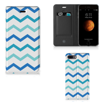 Apple iPhone 7 Plus | 8 Plus | Hoesje met Magneet | Zigzag Blauw