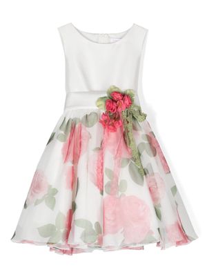 Mimilù robe évasée à fleurs - Blanc