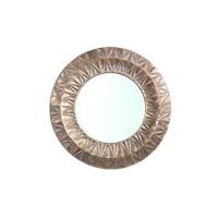 PTMD Lorrix Gold iron mirror with lines pattern round - thumbnail