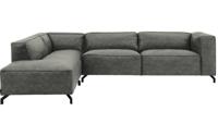 Goossens Bank Calvin grijs, micro leer, 3,5-zits, modern design met ligelement links