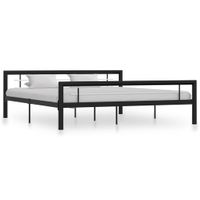 Bedframe metaal zwart en wit 180x200 cm - thumbnail