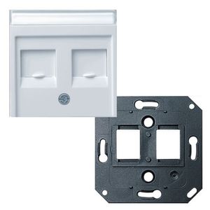 Gira Systeem55 RJ45 inbouwset met draagframe en inzetplaat zuiverwit glanzend 019100 + 066303