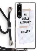 No Girls Allowed Unless: Sony Xperia 1 III Transparant Hoesje met koord
