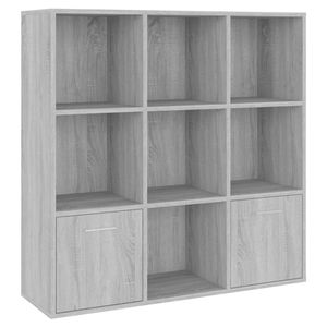 The Living Store Boekenkast - Hout - 98x30x98 cm - Grijs Sonoma Eiken