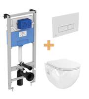Linie  Waldo  hangend toilet hoogglans wit randloos met Ideal Standard ProSys inbouwreservoir en bedieningspaneel - thumbnail
