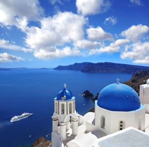 Tuinposter Santorini