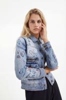 Spijkerjack met paisleymotieven - BLUE - S