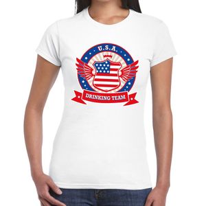 Wit USA drinking team t-shirt dames