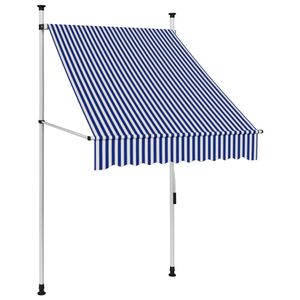 VidaXL Luifel handmatig uittrekbaar 100 cm blauw en witte strepen