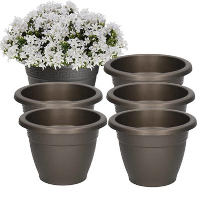 PlasticForte Plantenpot - 6x - antraciet - rond - kunststof - 18 x 13 cm - bloempot PlasticForte Plantenpot - 6x - antraciet - rond - kunststof - 18 x 13 cm - bloempot