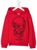 Philipp Plein Junior hoodie à tête de mort - Rouge - thumbnail